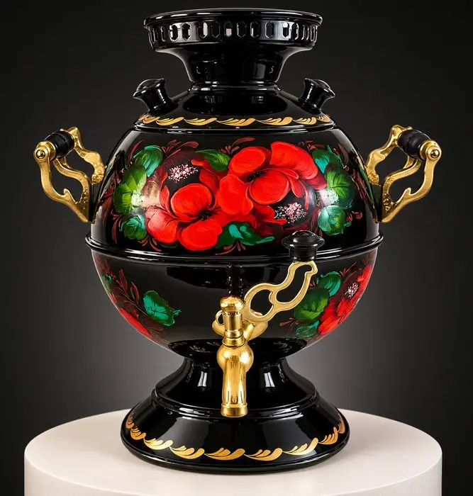 Samovar - hand-painted - Electric, floral