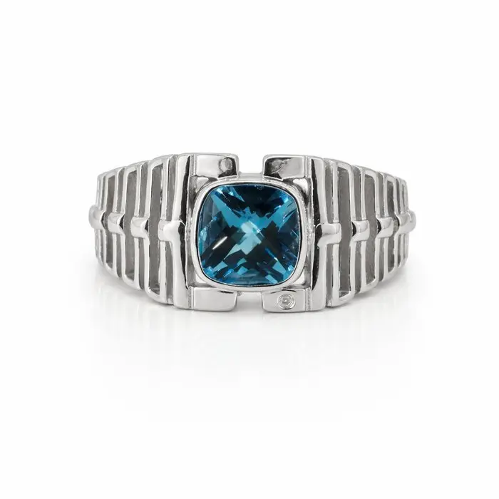 No reserve price - Ring Gold-plated Topaz - Diamond - 18K Gold Plated