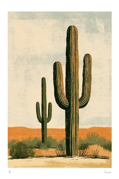 LOCO - SAGUARO DU DÉSERT - 1/5 SIGNÉE COA - 40x60 cm