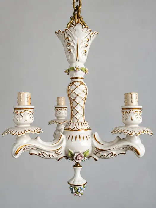 Stile italiano Mangani. - Chandelier - Porcelain, Brass