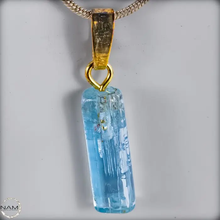 Aquamarine pendant in gold-plated 925 sterling silver – A...
