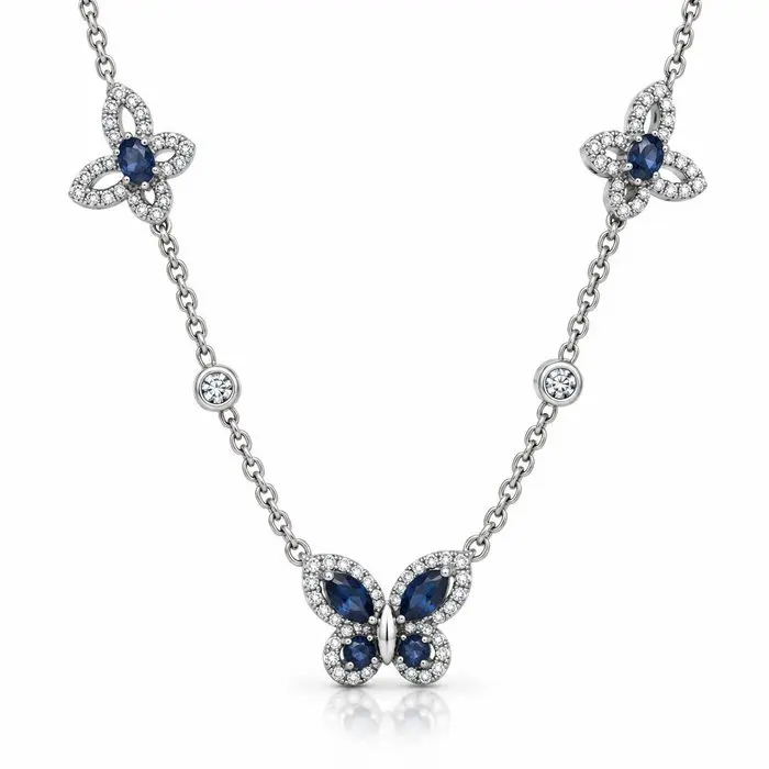 No reserve price - Necklace Gold-plated Sapphire - Topaz - 18K Gold Plated