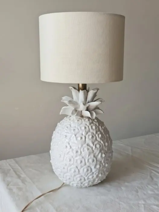 Table lamp - Porcelain, Brass - Hollywood Regency Ananas