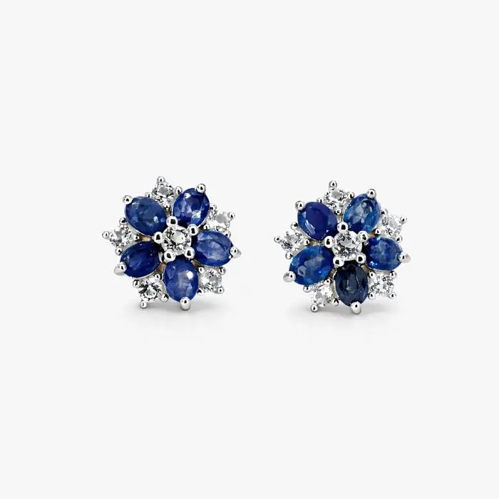 No reserve price - Earrings Gold-plated Sapphire - Topaz - 18kt Gold Plated
