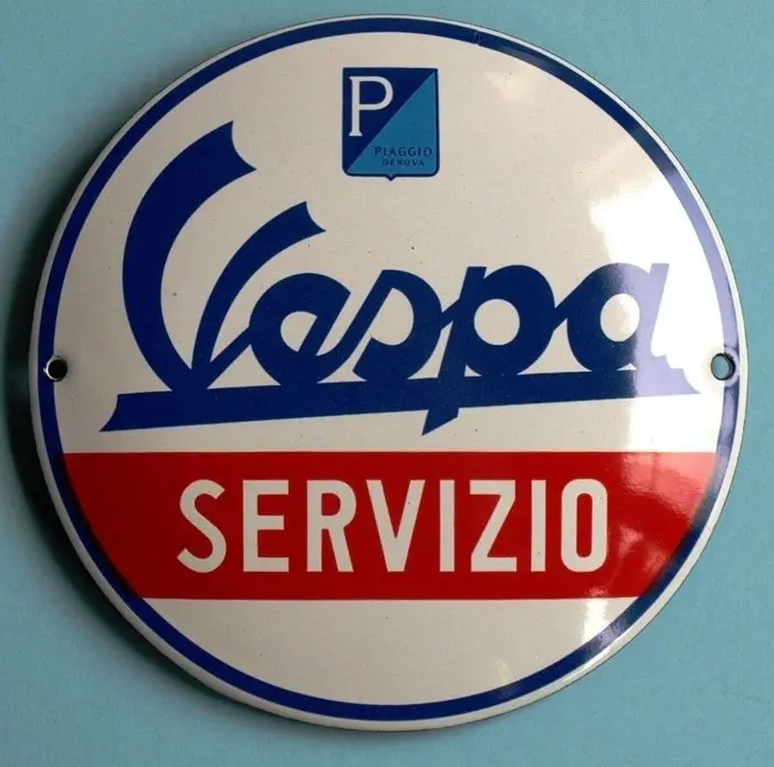 Piaggio - Vespa Servizio - Insegna smaltata - Smalto