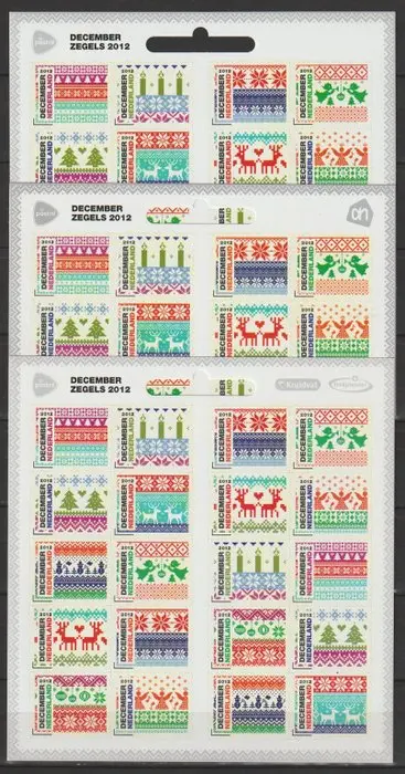 Netherlands - All variants of December stamps 2012 - V3002-3011