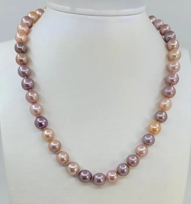No reserve price - Necklace 8x10mm Multi Edison Freshwater Pearls