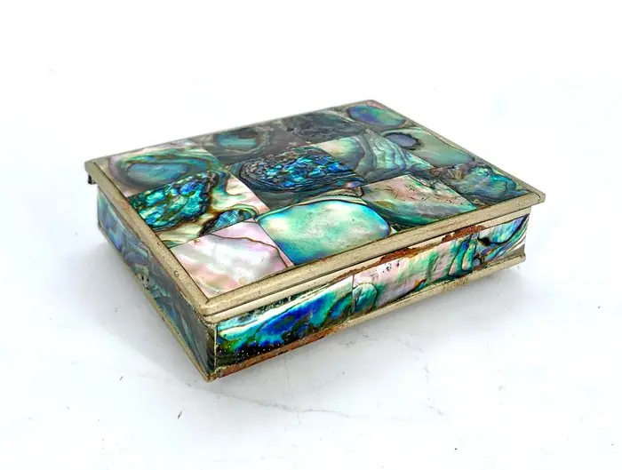 Box - tricket box - Vintage Mexican Alpaca & Abalone...