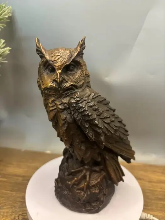 Statue, Brass owl ornament - 17 cm - Copper