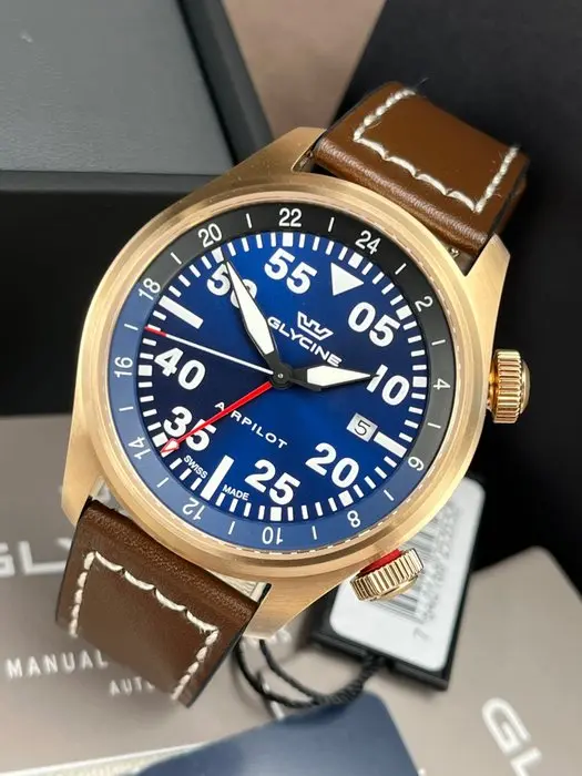 Glycine - Airpilot GMT Date Blue/Gold - GL0353 - Men - 2020-2025