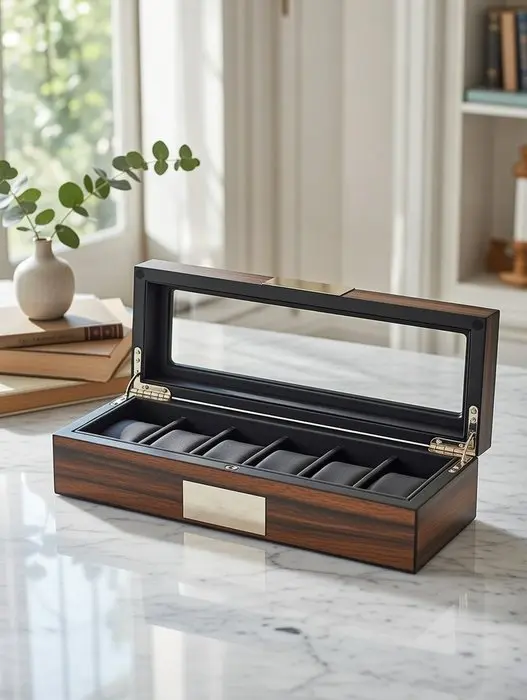 Prestige - Jewellery box - Ebony veneer wood watch box - Wood