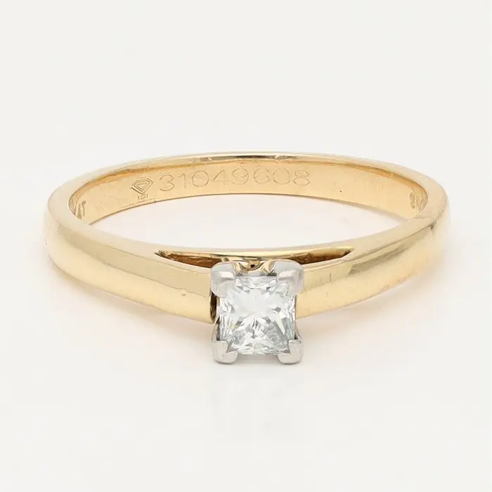 Ring - 14 kt. Yellow gold, Platinum - 0.25ct. tw. Diamond (Natural)
