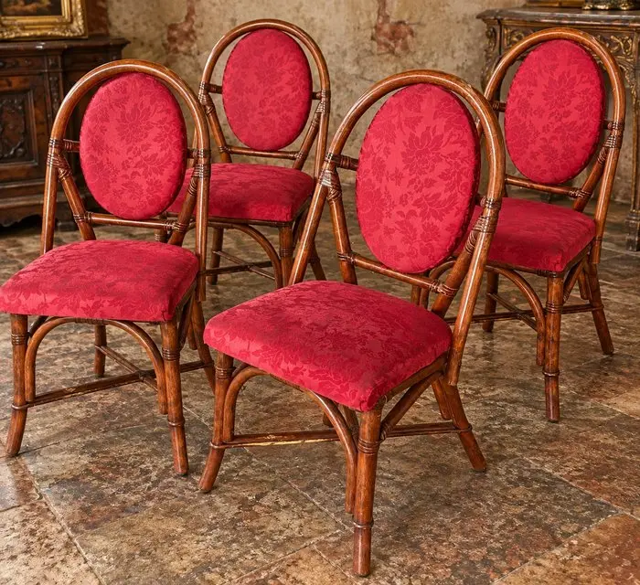 antiga - Chair (4) - Wood, Textile, Bamboo - Vintage chairs