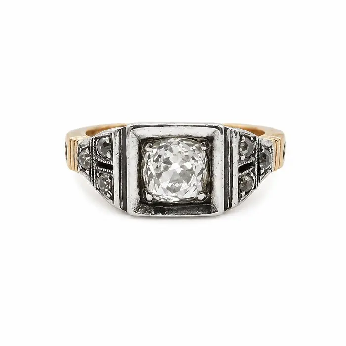 Ring - 14 kt. Rose gold, Silver - 0.89ct. tw. Diamond (Natural) - Diamond