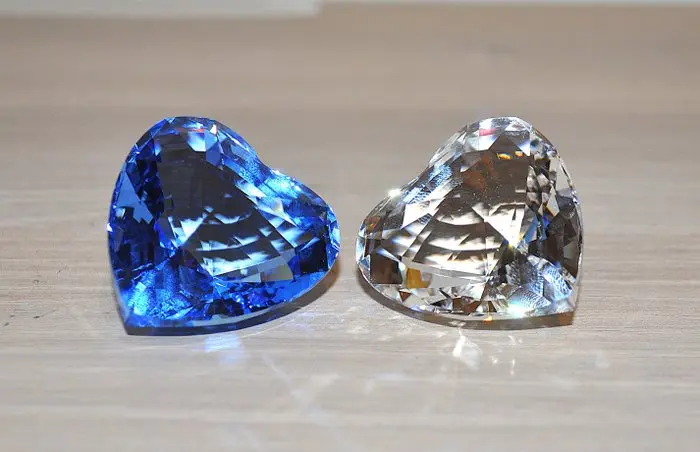 Swarovski - Figure - Cuore blu e trasparente (2) - Crystal, Glass