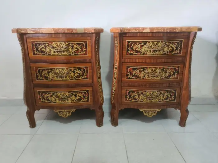Comodino (2) - Legno, Marmo, Bronzo