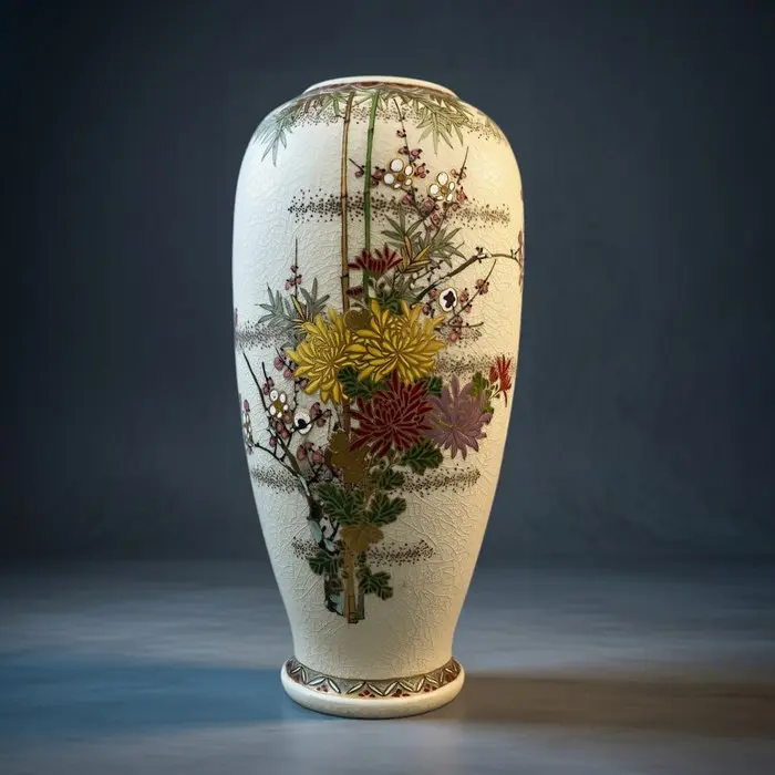 Large Japanese Satsuma 'Kinrande' Earthenware Vase...
