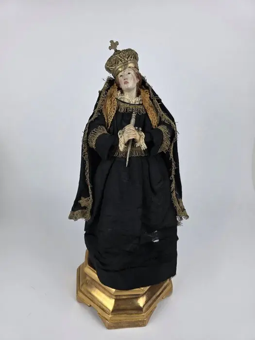 Sculpture, Madonna Addolorata Napoletana - 38 cm - Terracotta, Wood