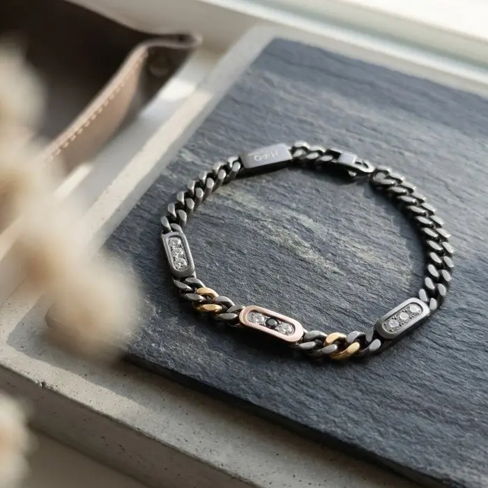 Diamond - 18 kt. - Steel, Yellow gold - Bracelet - Italian Manufacturing