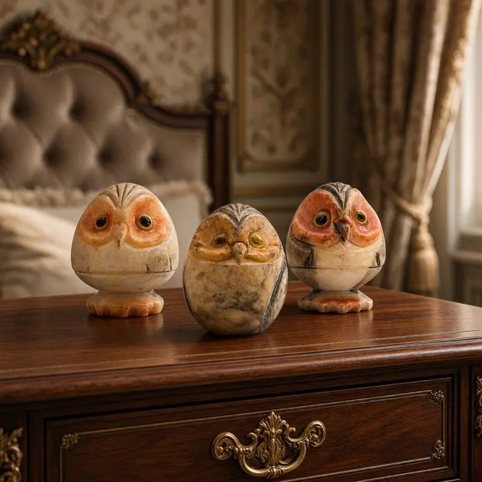 Themed collection - 3x RARE Vintage Owl Sculptures in...