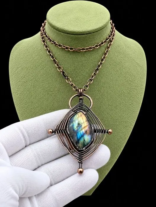Natural Electric Blue Labradorite pendant