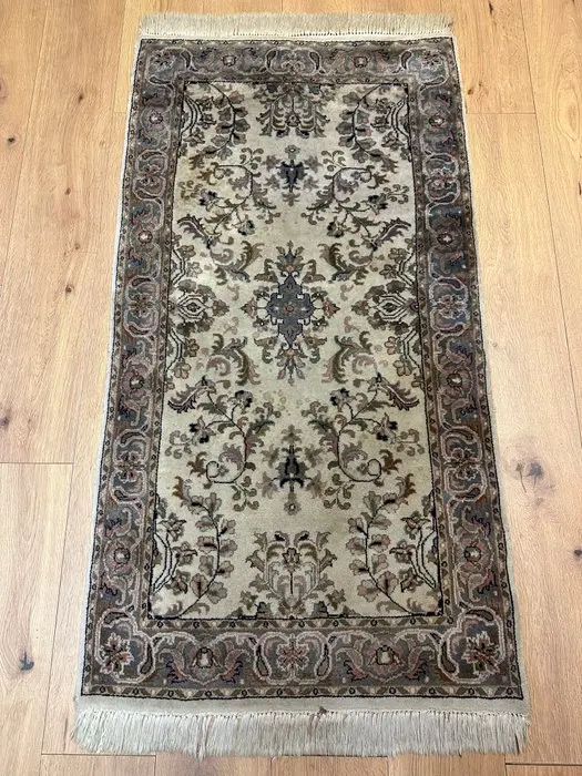 Exquisite Kashmiri oriental rug in fine Isfahan style...