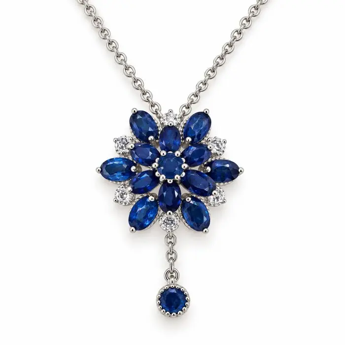 No reserve price - Necklace Gold-plated Sapphire - Topaz - 18K Gold Plated