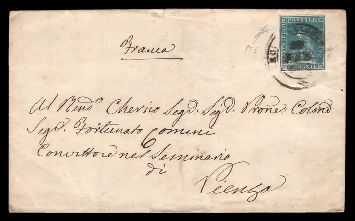 Italian Ancient States - Tuscany - Letter from Cana (Roccalbegna) to Pienza