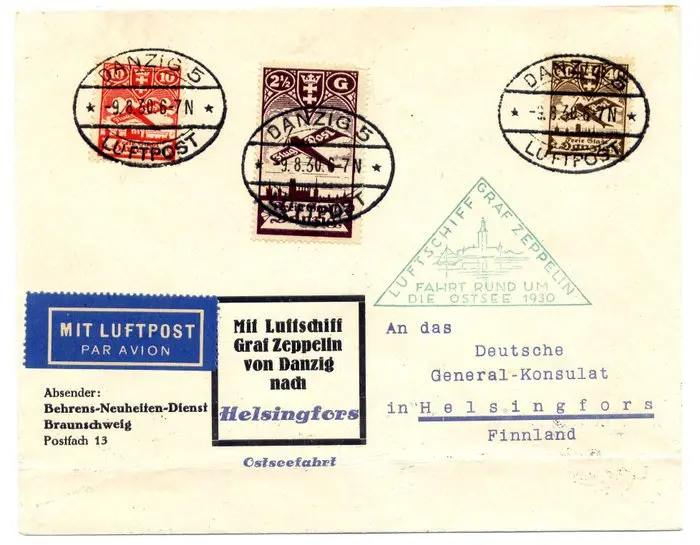 Danzig 1930 - LZ 127 - Zeppelin - Baltic Sea Flight /...