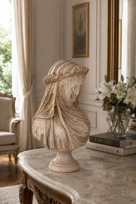 Sculpture, La Dama Velata - 35 cm - another marble-like material