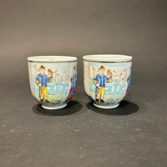 Cup and saucer - Porcelain - set of Qianlong cups