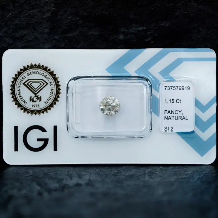 1 pcs Diamond (Natural coloured) - 1.15 ct - Round...