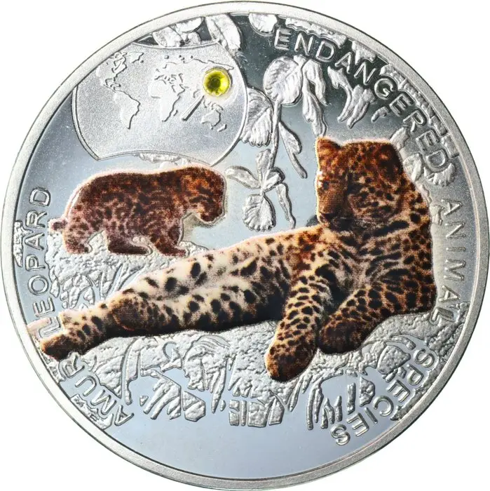 Zambia. 1000 Kwacha 2014 "Amur Leopard" COLORED PROOF (No reserve price)