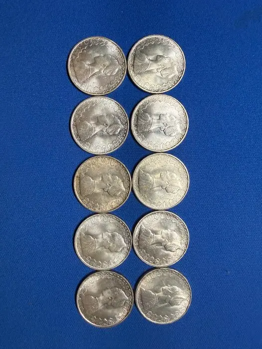 Italy, Republic 500 Lire argento (10 monete)