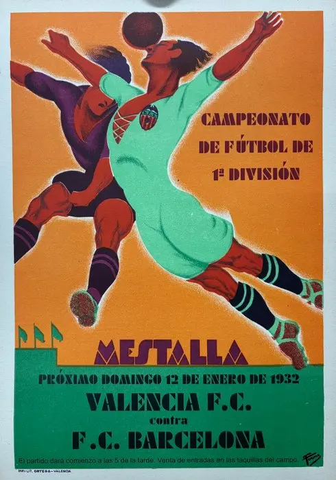 Tormo - Mestalla, Valencia F.C. vs F.C. Barcelona - Art decó - 1932 - 1930s
