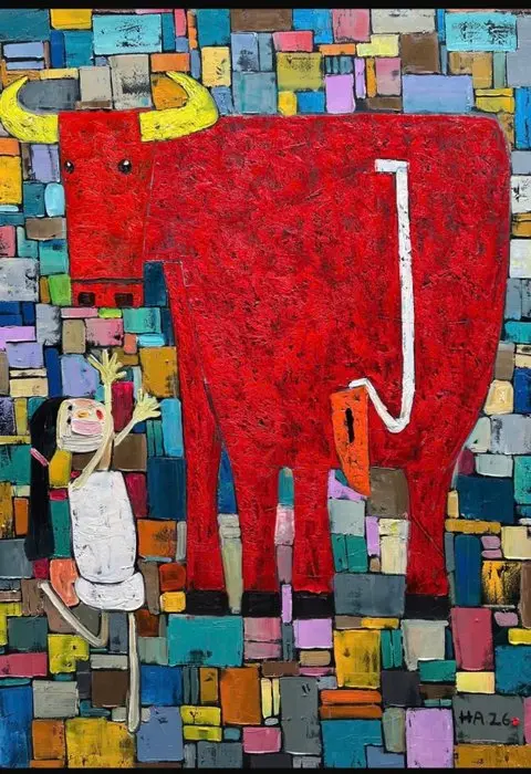 Hoang Anh - La Jeune Fille et le Colosse ↑140 →100 cm