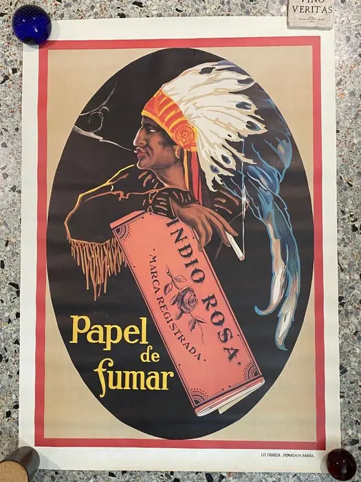 INDIO ROSA GENARO MARIN - Indio Rosa papel fumar - 1970s