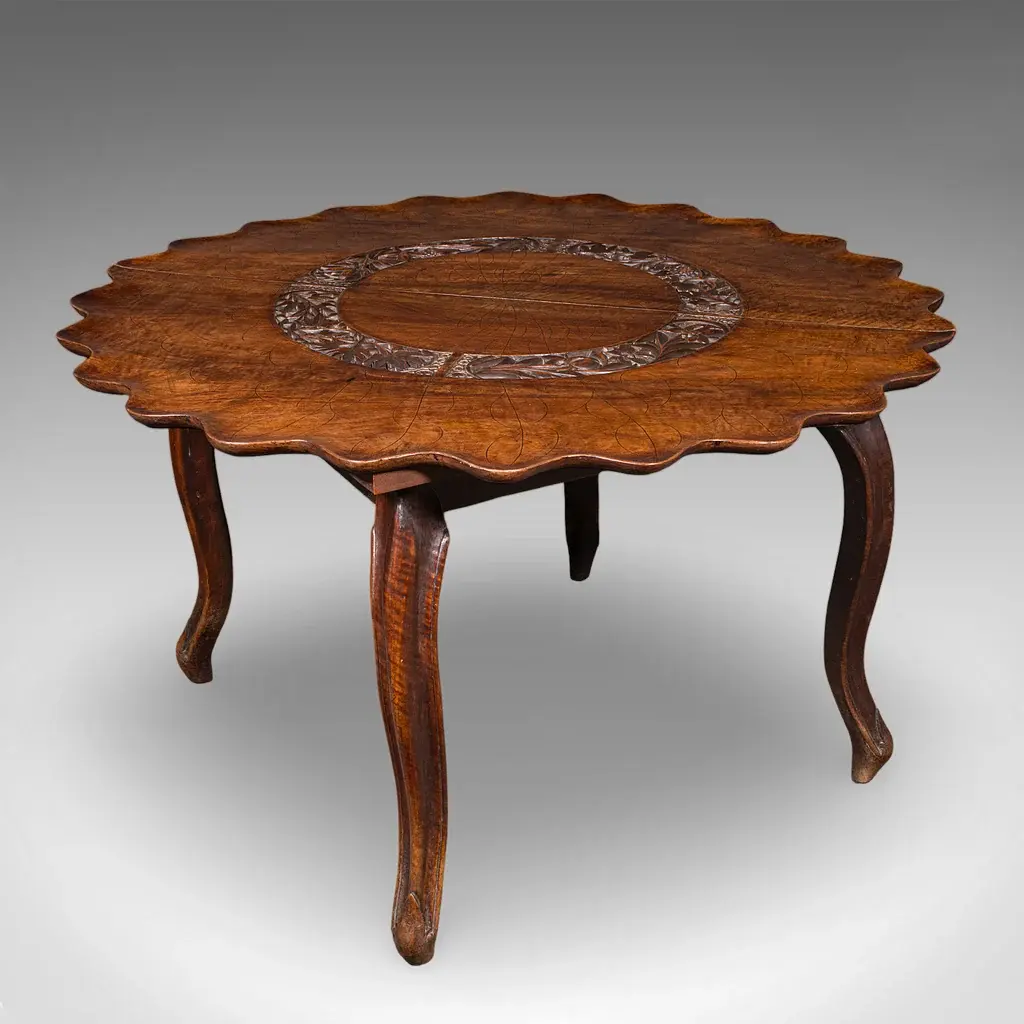 Antique Campaign Silver Table, Anglo Indian, 4 Seat, Dining, Colonial
