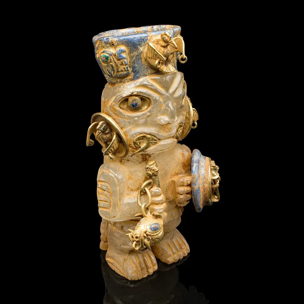 Tall Vintage Tribal Figure, South American Crystal, Totem, Ornament