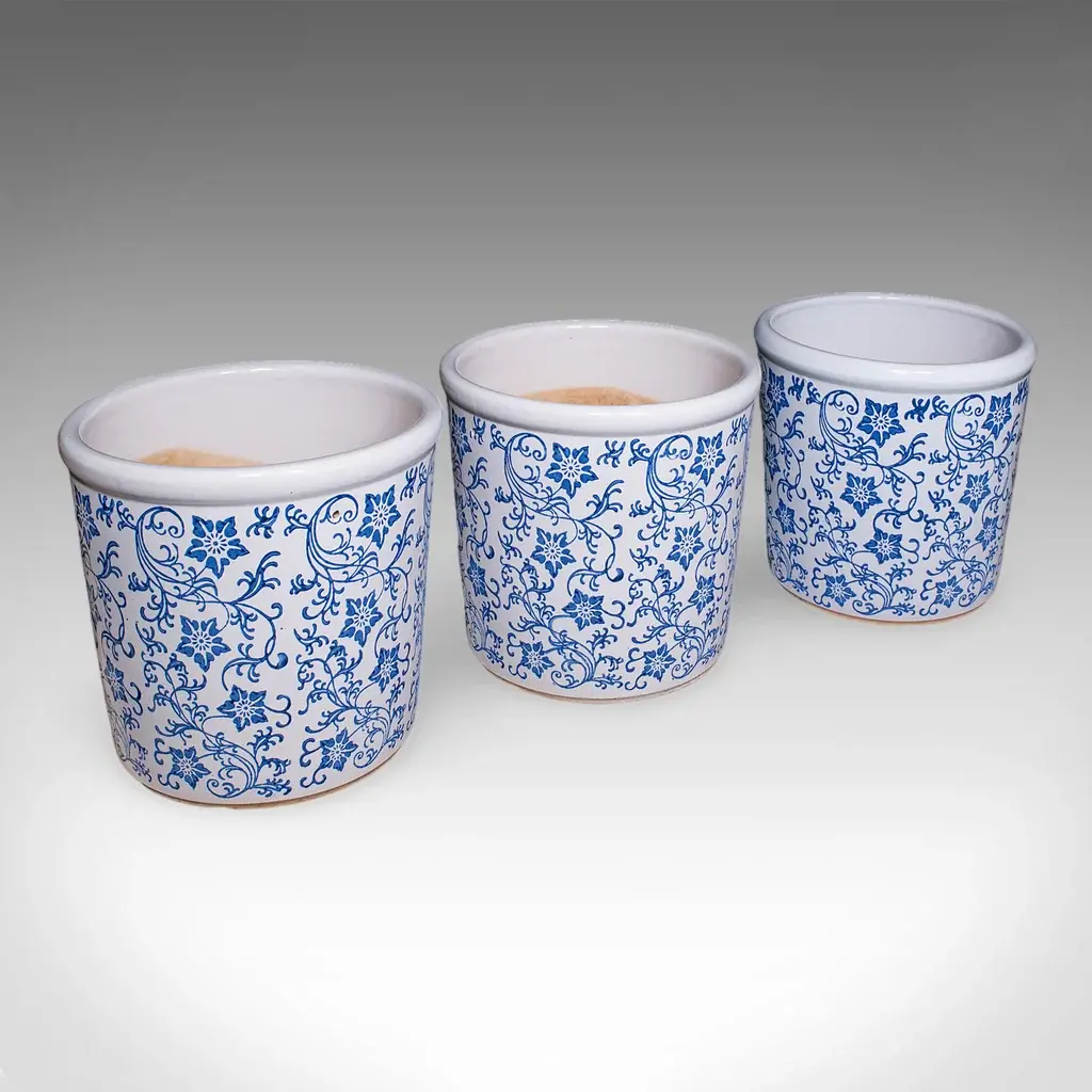 Trio of Vintage Garden Tree Planters, Portuguese, Ceramic, Jardiniere