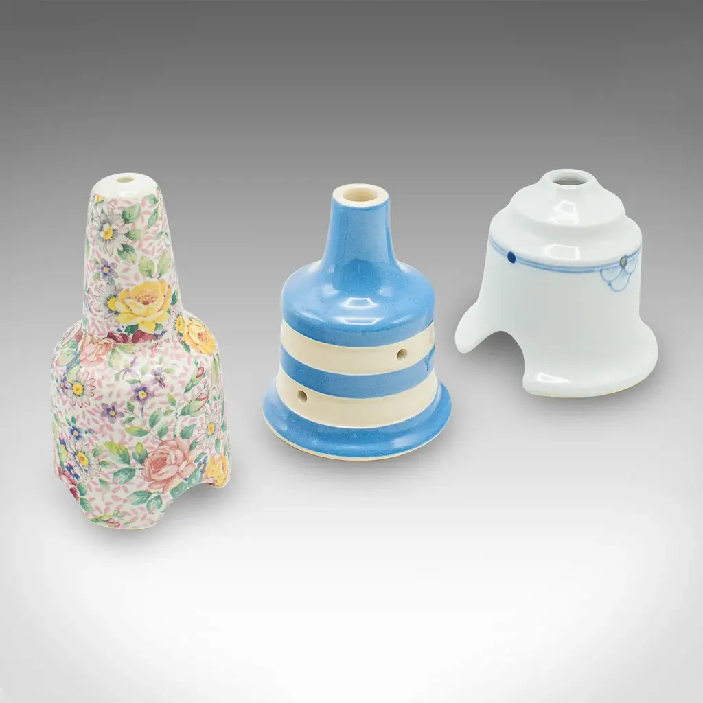 Trio Of Vintage Pie Chimneys, English, Ceramic, Cookery, Baking Aids