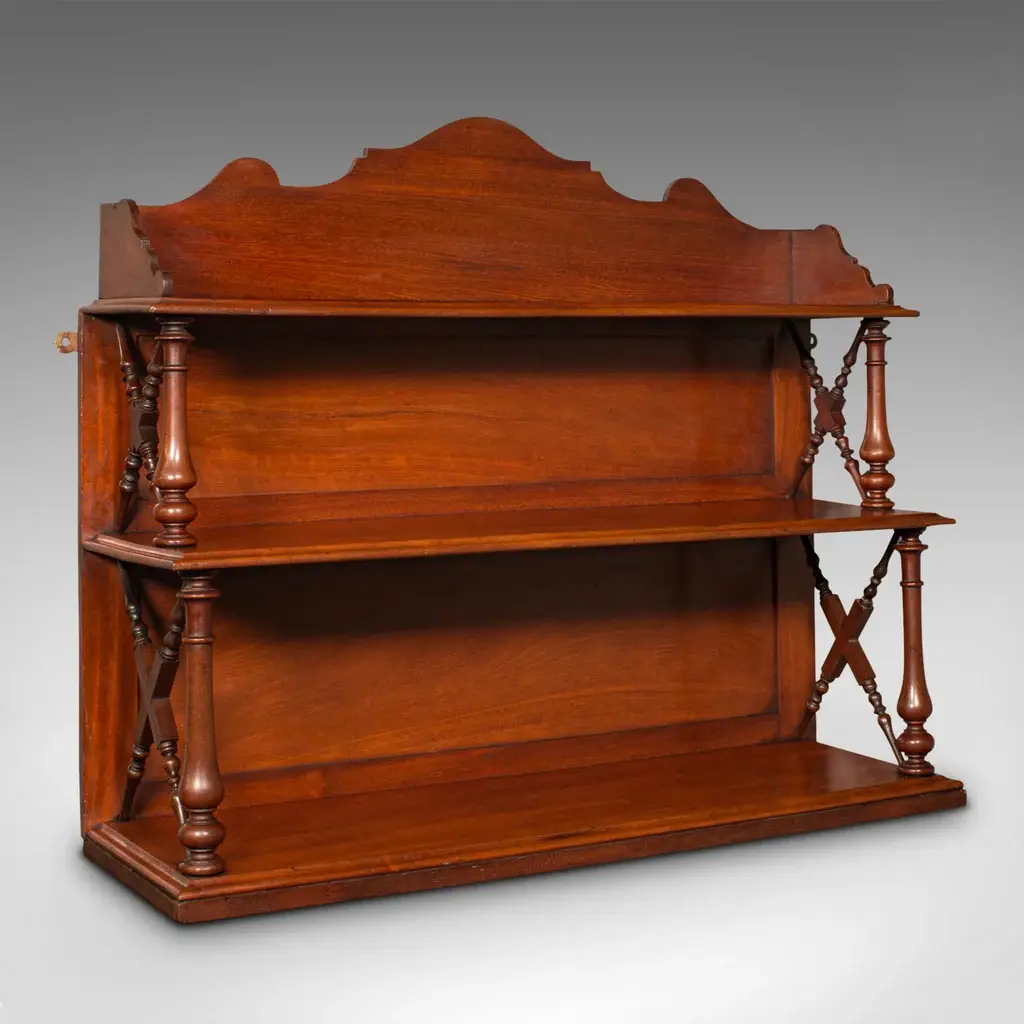 Antique Mounted Whatnot, English, Bookshelf, Collectibles Shelf, Victorian