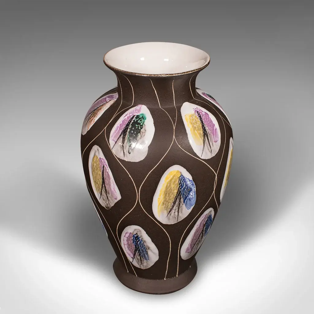Vintage Flower Vase, German, Matte Ceramic, Display Urn, Mid Century