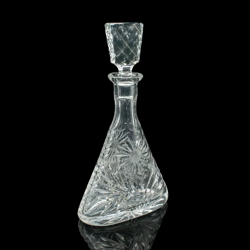 Vintage Sherry Decanter, English, Cut Crystal Glass, Spirit Vessel