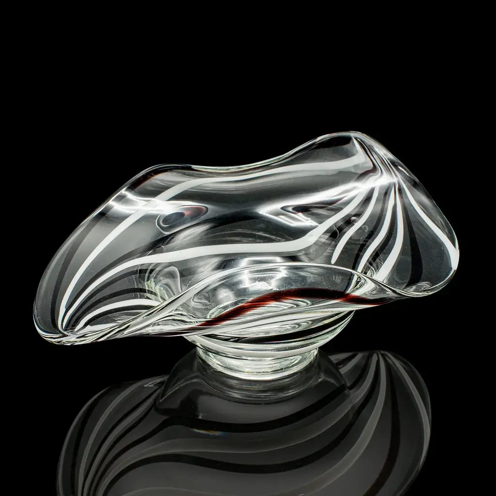 Vintage Display Bowl, Continental, Art Glass, Bonbon, Fruit Dish, Circa 1970