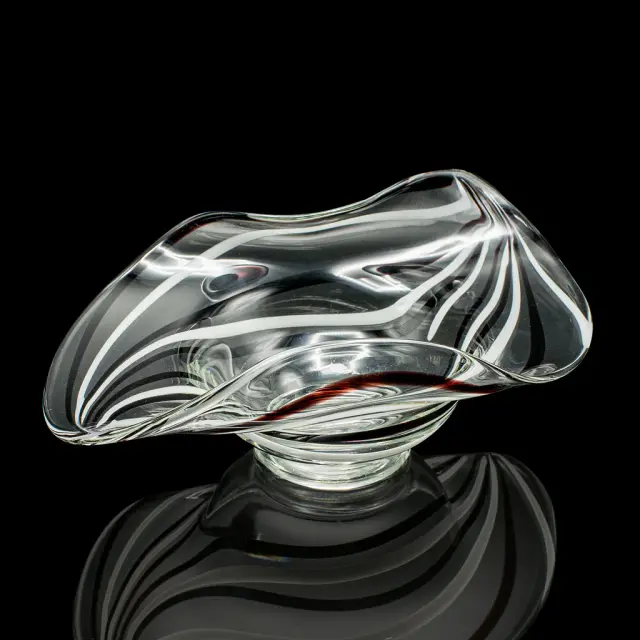 Vintage Display Bowl, Continental, Art Glass, Bonbon, Fruit Dish, Circa 1970