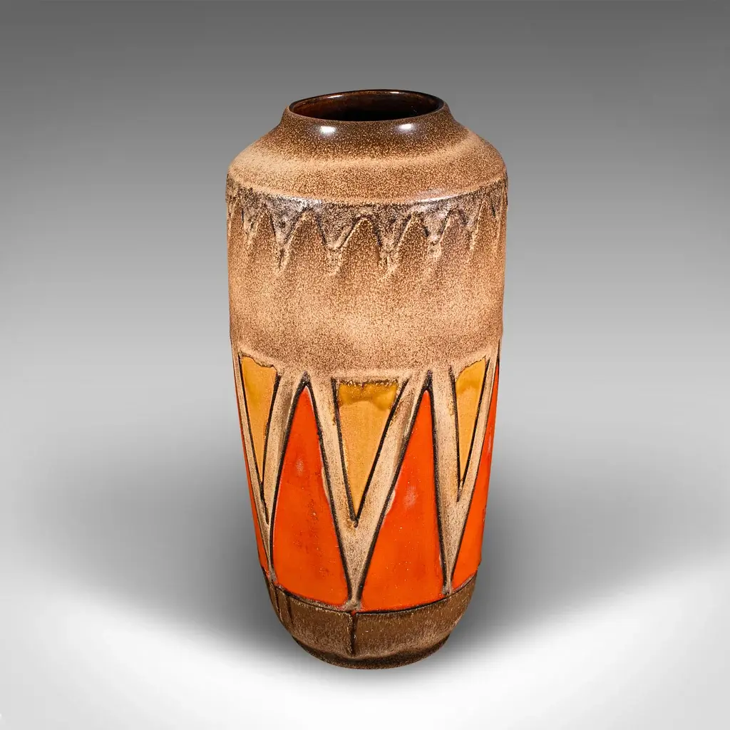 Vintage Fat Lava Vase, German, Ceramic Baluster, Magma Finish, Mid