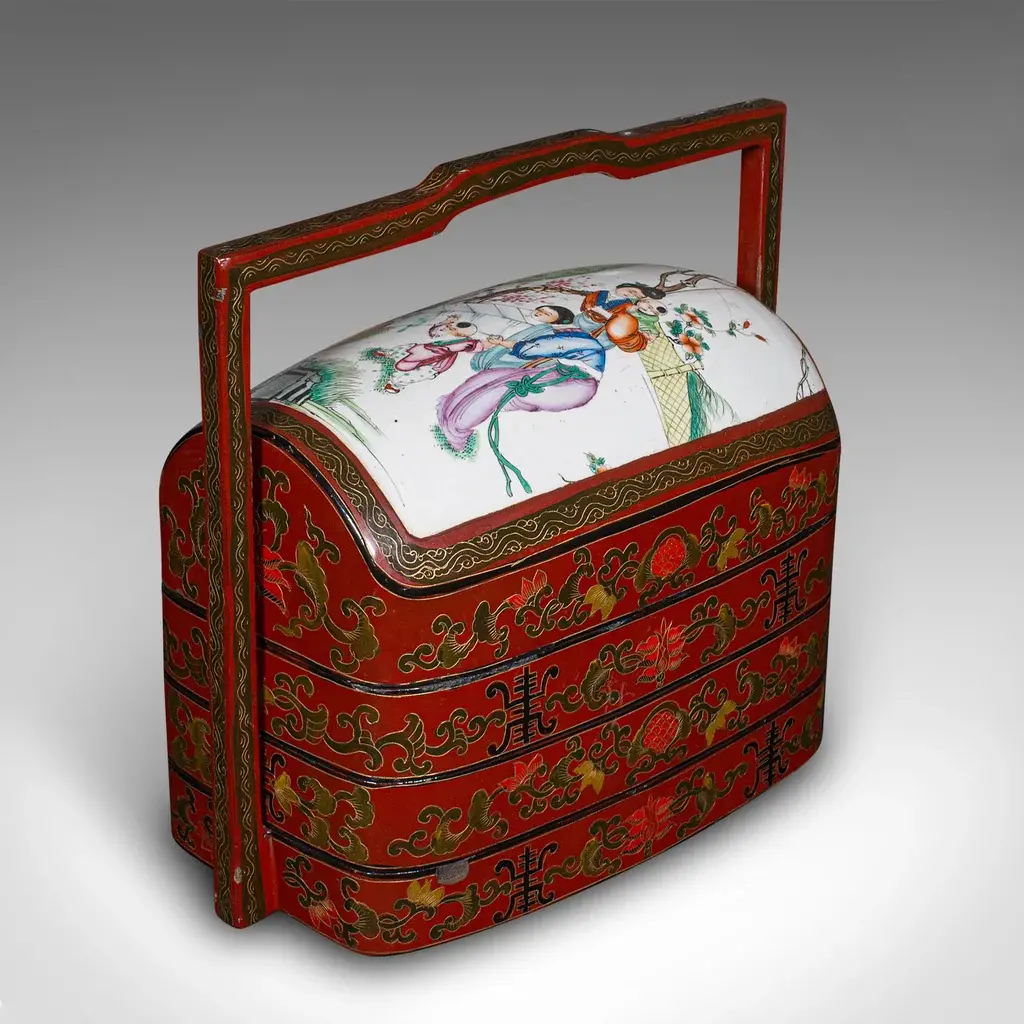 Vintage Dowry Chest, Oriental, Nesting Box, Ceramic, Art Deco, Storage, C.1930