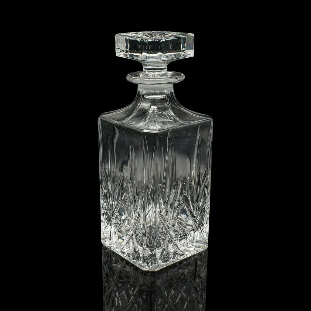 Vintage Irish Whiskey Decanter, Cut Crystal Glass, Spirits, Bourbon