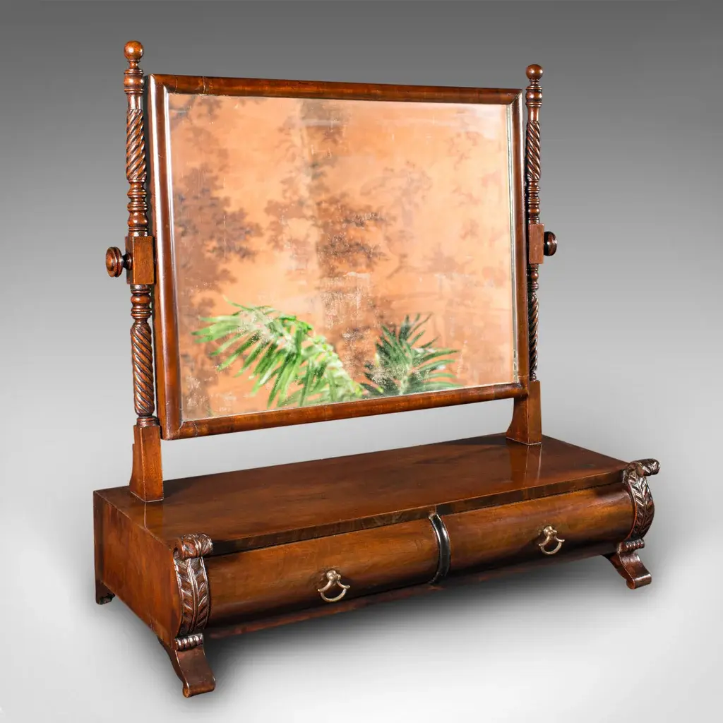 Antique Dressing Mirror, English, Tabletop, Bedroom, Early Victorian